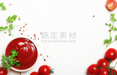 香料,食品,番茄酱,碗,白色,背景,樱桃番茄,开胃酱,草本,蔬菜