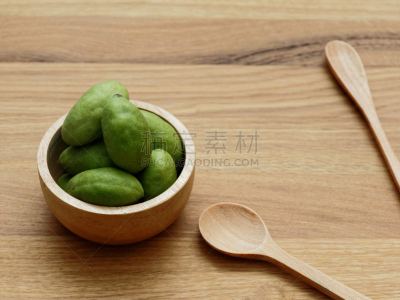 李子,碗,水果,木制,明亮,组物体,背景,绿色,猪,木匙