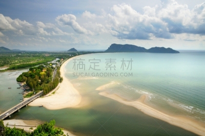 泰国,巴蜀,城镇,航拍视角,散步道,海湾,旅途,自然界的状态,热带气候,云