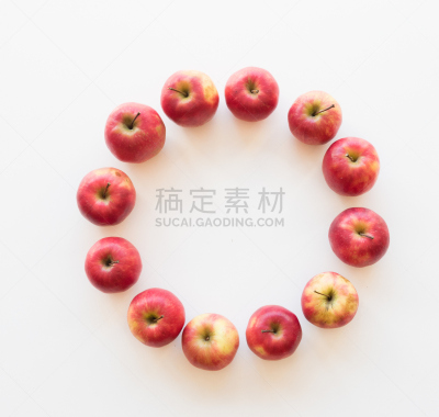 粉红佳人苹果,烟灰墨,留白,水平画幅,高视角,形状,无人,白色,苹果,清新