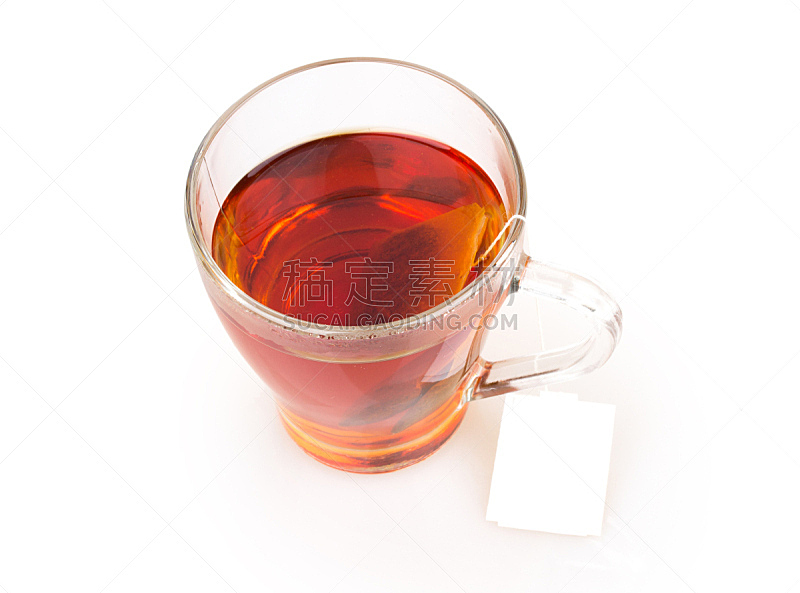 茶,茶包,水平画幅,无人,玻璃,玻璃杯,背景分离,饮料,图像,特写