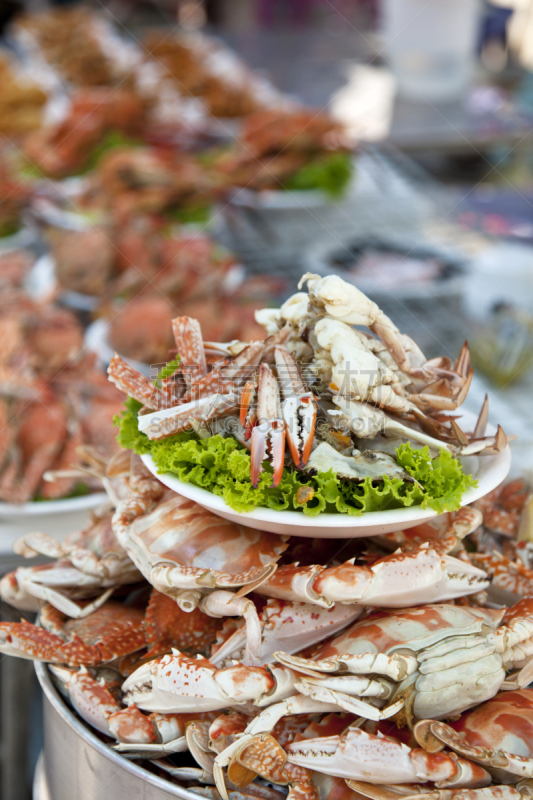 螃蟹,泰国,海滩,垂直画幅,饮食,煮食,彩色图片,无人,海产,户外