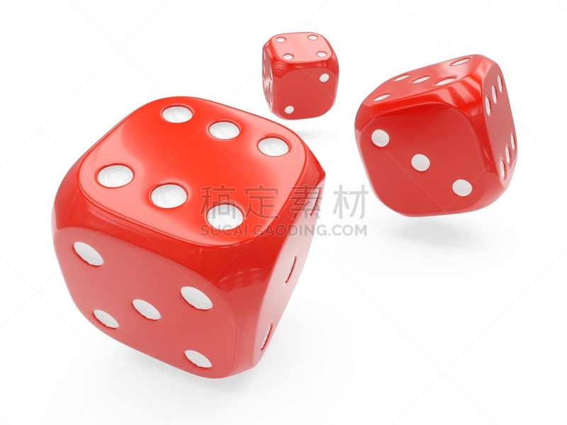 骰子,三维图形,红色,数字3,分离着色,白色背景,赌桌,赌场,数字6,休闲活动