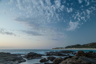 黄昏,玛格丽特河,西澳大利亚,水平画幅,岩石,无人,曙暮光,户外,海洋,海岸线