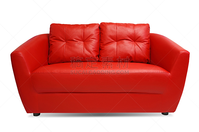 沙发,白色背景,背景分离,红色,分离着色,办公室,水平画幅,纺织品,无人,皮革