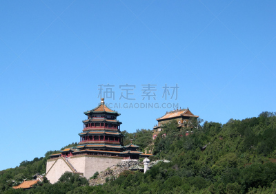 颐和园,北京,天空,在下面,蓝色,万寿山,清朝,自然,公园,水平画幅