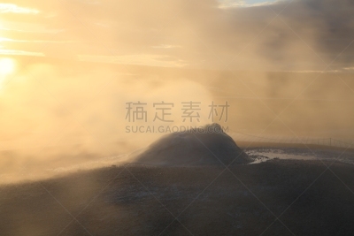 冰岛国,热,喷气孔,地形,惠拉维德利,居住区,池塘,水,天空,美