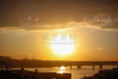 城市天际线,河流,在上面,自然美,新西伯利亚,美国,水平画幅,建筑,早晨,旅行者