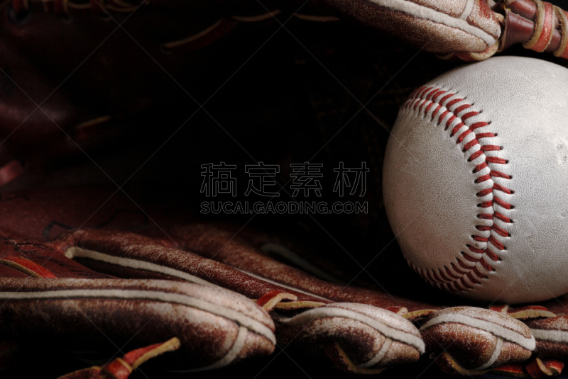 棒球,特写,白色,运动手套,红色,接缝,球,运动,鞋带,棒球手套