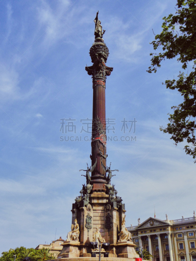 巴塞罗那,城市生活,兰布拉大道,著名景点,地中海,夏天,户外,天空,旅行者