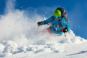 滑雪运动,滑雪坡,速降滑雪,越野赛跑,迅速,水平画幅,山,雪,户外,太阳
