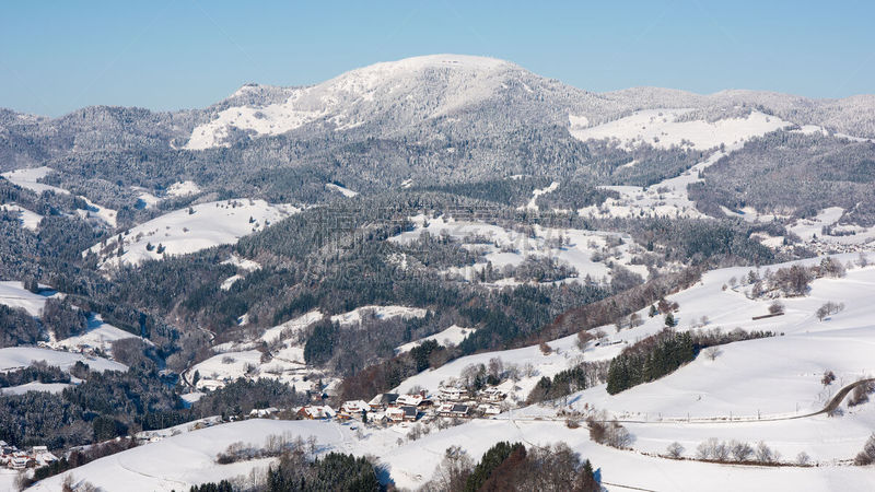 雪,黑森林,地形,自然美,德国,天空,水平画幅,巴登-符腾堡州,山,无人