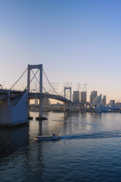 东京湾,日本,东京,台场,特写,吊桥,居住区,桨叉架船,彩虹桥,联系