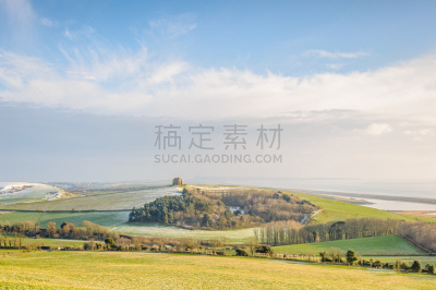 英格兰,小礼拜堂,圣马洛,多尔斯特,天空,多塞特郡,水平画幅,山,雪
