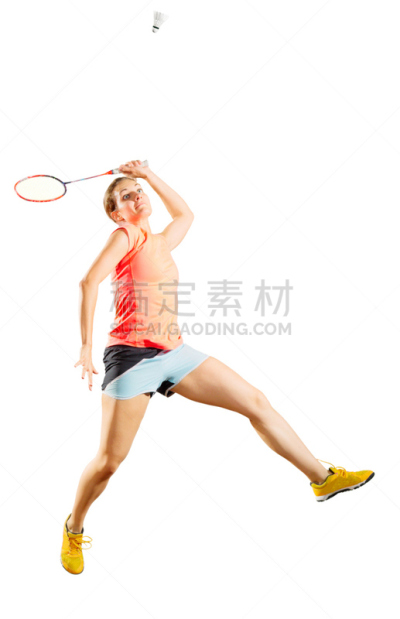 毽子,羽毛球运动,青年女人,分离着色,垂直画幅,制服,仅成年人,青年人,运动,球拍