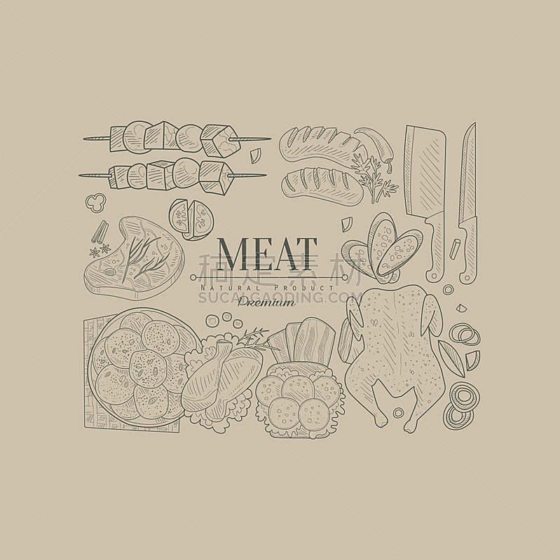 Meat, Vector Illustration Banner