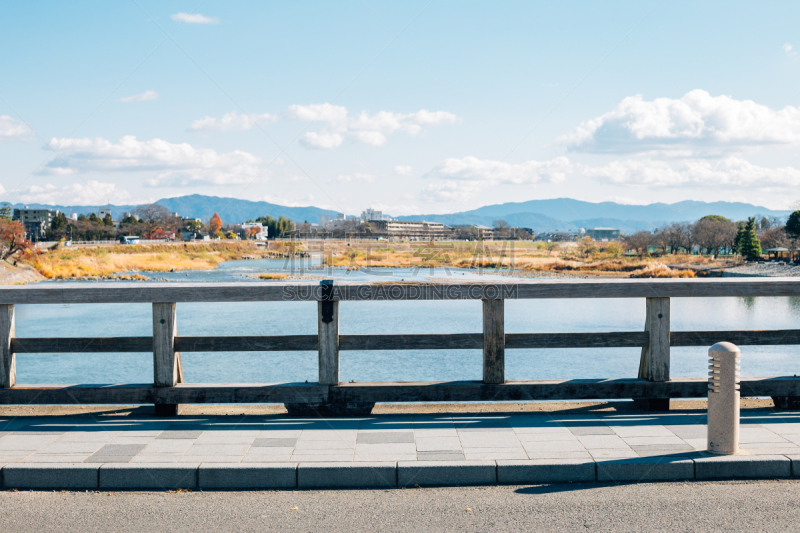 京都府,乡村,日本,渡月桥,岚山,水,天空,美,水平画幅,云