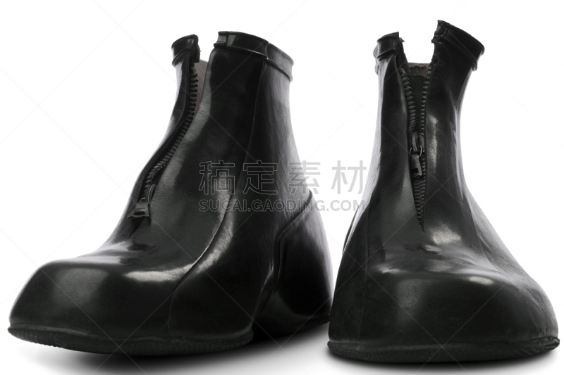 雨鞋,保护工作服,水平画幅,鞋套,无人,背景分离,鞋子,黑色,橡胶,拉链