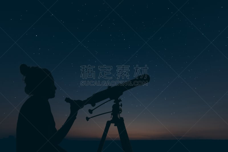 星座,星星,女人,天文望远镜,夜晚,天文学家,大熊座,综合验光仪,视力测验,望远镜