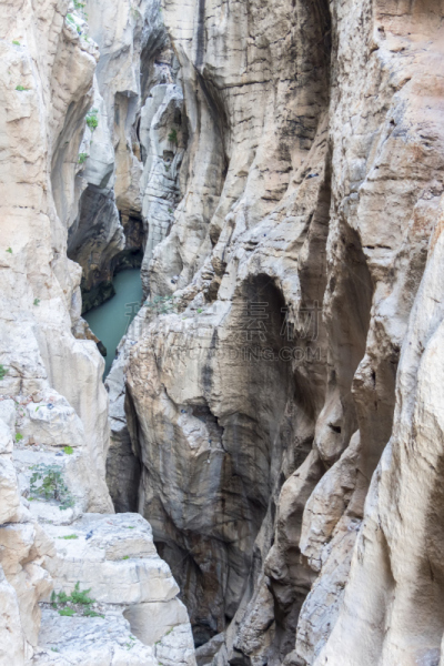 Rock formations in the river (Caminito del Rey, MÃ¡laga)