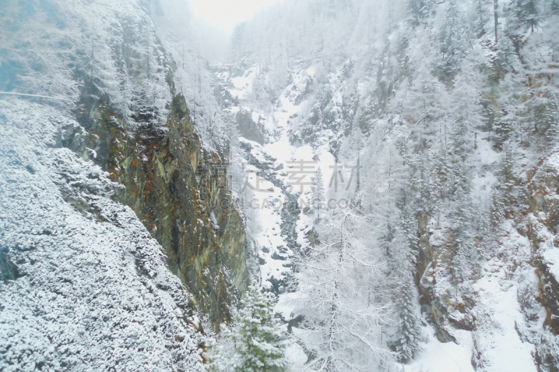 狭窄的,瑞士阿尔卑斯山,沟壑,山,寒冷,环境,霜,雪,天气,深雪