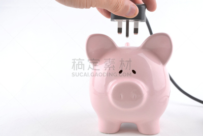 小猪扑满,电缆,手,猪,平衡折角灯,粉色,留白,能源,电源,想法