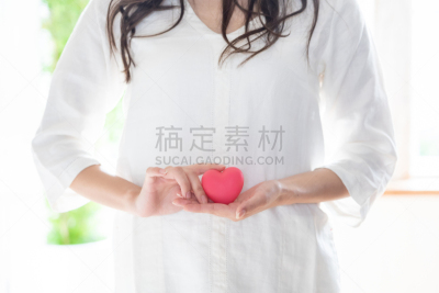 女人,符号,心型,拿着,日本人,成年的,青年人,婴儿
