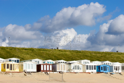 赞德沃特,海滩小屋,休闲活动,水平画幅,沙子,小木屋,夏天,荷兰,海滩,记忆