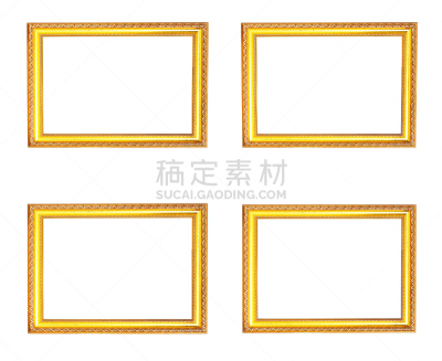 边框,黄金,白色背景,分离着色,正面视角,留白,古董,艺术,水平画幅,无人