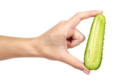 清新,绿色,白色背景,手,黄瓜,分离着色,水平画幅,素食,生食,干净