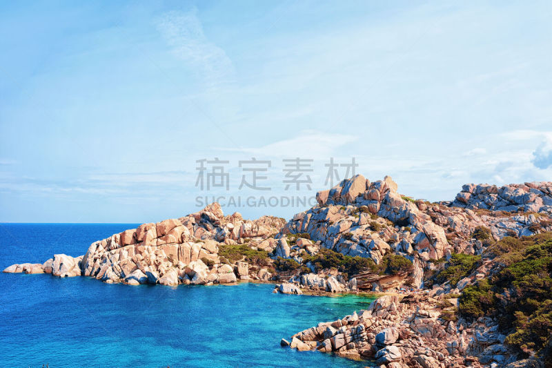 岩石,地中海,圣特雷莎加卢拉,泰斯塔角,水,天空,水平画幅,无人,夏天,户外