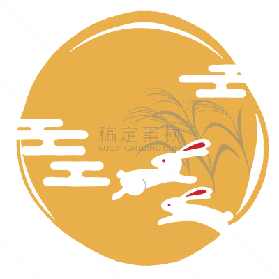 月球,绘画插图,月见,鼠茅草,月亮,秋天,图像,叶子,无人,中国