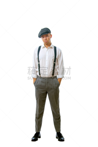 衣服,鸭舌帽,青年男人,垂直画幅,美,络腮胡子,背带,美人,外衣,仅男人