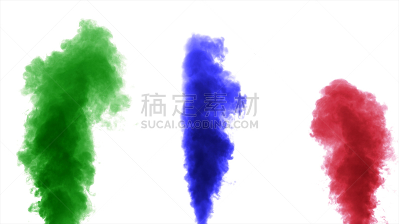 多色的,烟,分离着色,厚的,白色背景,多彩山口,灰白旱獭,尘暴,台风,烟雾
