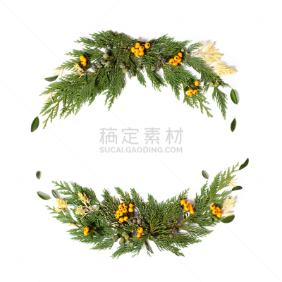 花环,常绿树,边框,柏树,概念,扁柏属,日本柏树,垂直画幅,贺卡