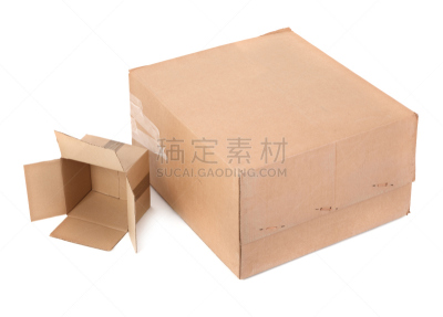 盒子,两个物体,纸盒,褐色,水平画幅,易接近性,无人,白色背景,纸板,背景分离
