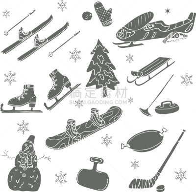 冬天,乱画,分离着色,游戏,休闲活动,雪,绘画插图,奥运,计算机制图,计算机图形学