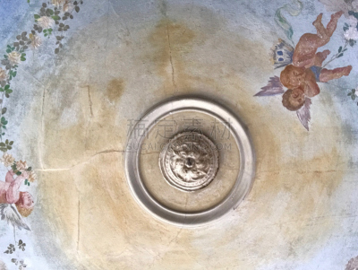 天使,天花板,圆花窗,墙帷,泥墙画,天空,水平画幅,绘画艺术品,无人,蓝色