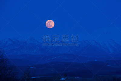 月亮,冬天,月,黄昏,雪,春天,深雪,背景,大雪山,户外