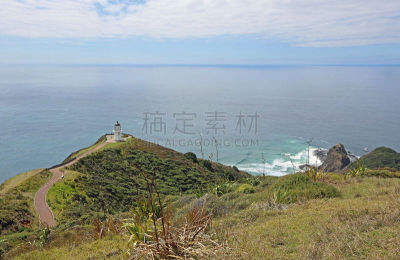灯塔楼,cape reinga,水,天空,美,水平画幅,云,无人,户外,海滩