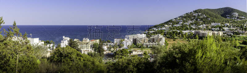 伊比沙岛,圣诞老公,旅游目的地,水平画幅,岩石,无人,蓝色,全景,欧洲,夏天