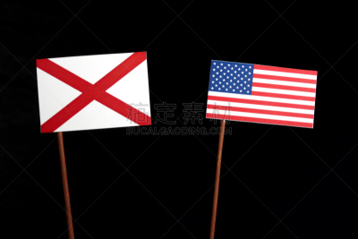 阿拉巴马州,美国,分离着色,黑色背景,阿拉巴马州旗,美国州,绘画插图,美洲,全球通讯,地球形