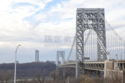 乔治华盛顿大桥,天空,留白,高视角,陆用车,都市风景,多车道公路,建筑业,纽约,著名景点