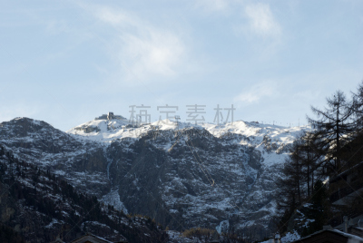 瑞士阿尔卑斯山,策尔马特,滑雪缆车,自然,天空,旅游目的地,水平画幅,雪,无人,蓝色