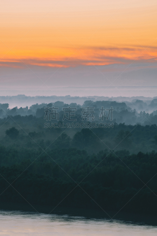 自然,多层效果,风景,雾,灵性,地形,森林,河岸,早晨,岛