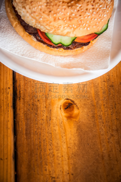 桌子,木制,汉堡包,垂直画幅,选择对焦,格子烤肉,留白,大比目鱼,水平画幅,无人