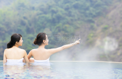 快乐,温泉,青年女人,水,美,度假胜地,水平画幅,美人,spa美容,户外