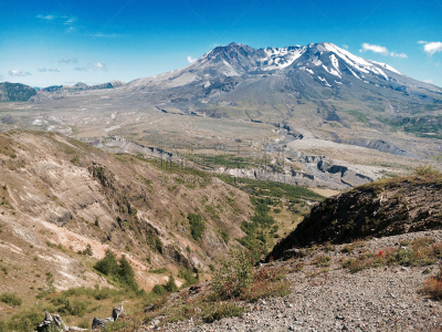 山,色彩鲜艳,圣马洛,日光,圣海伦火山,卡斯基德山脉,天空,沟壑,水平画幅,无人