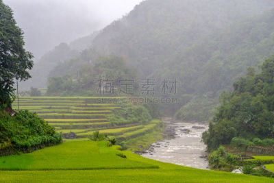 山,菲律宾,伊富高,查济,稻田,雨,水平画幅,无人,巴拿威,户外