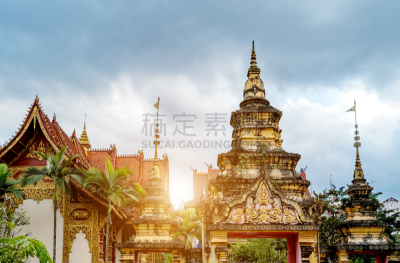 西双版纳,塔,旅游目的地,水平画幅,云,建筑,无人,巨大的,城市,云南省